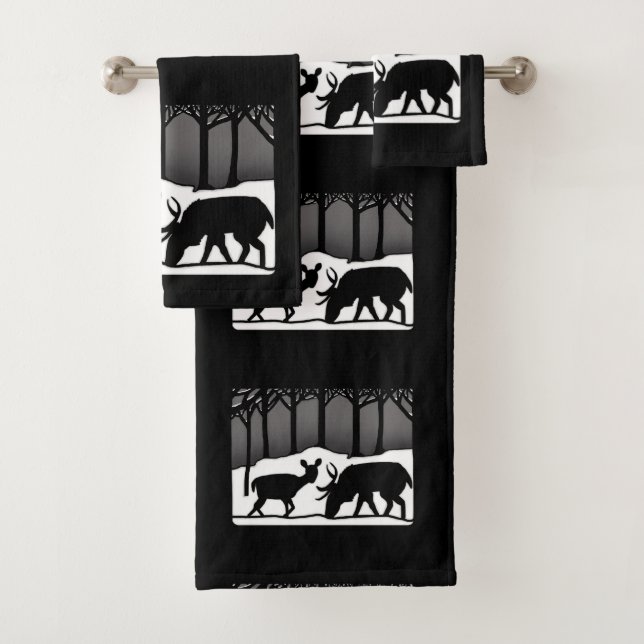Snow Deer Bath Towel Set (Insitu)