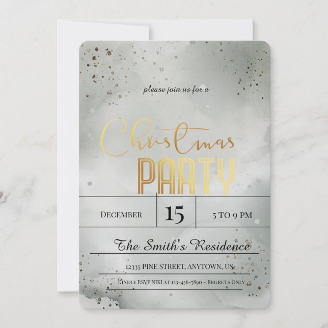Snow Diamond Wallpaper, Golden Decorations Invitation (Front)