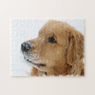 Snow Dog Golden Retriever Jigsaw Puzzle