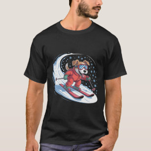 Snow Dog Skiing Puppy Cute Winter Sports Funny Ski T-Shirt