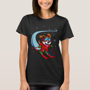 Snow Dog Skiing Puppy Cute Winter Sports Funny Ski T-Shirt