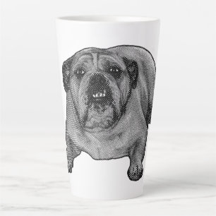 Snow-dot bulldog grin latte mug