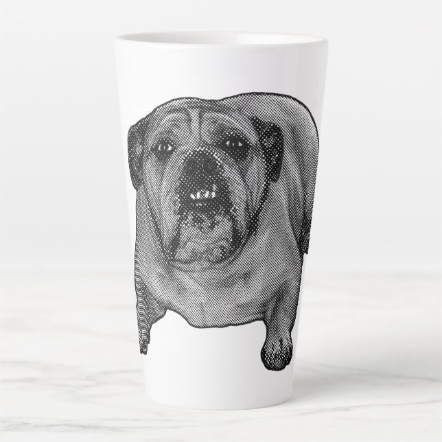Snow-dot bulldog grin latte mug (Front)