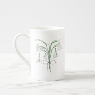 Snow Drops January Birth Flower Ceramic Bone China Mug