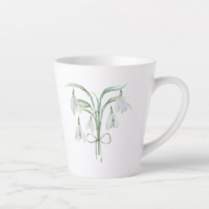 Snow Drops January Birth Flower Ceramic Latte Mug