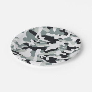 Snow Dust Camouflage Paper Plate