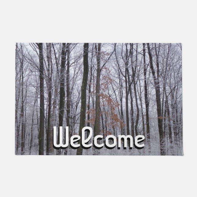 Snow Dusted Forest Winter Landscape Photography Doormat (Front)