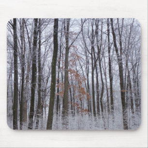 Snow Dusted Forest Winter Landscape Photography Mouse Pad