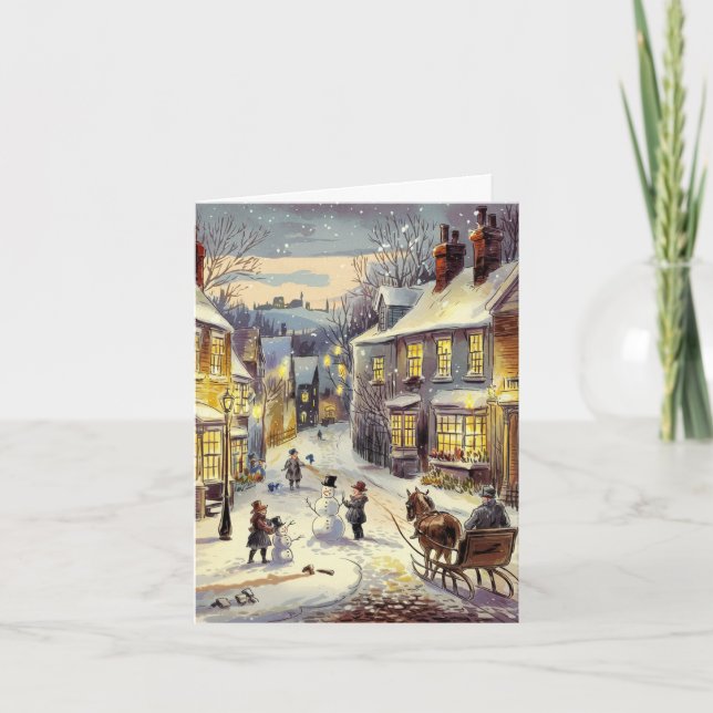 Snow-dusted Village Thank You Card (Front)