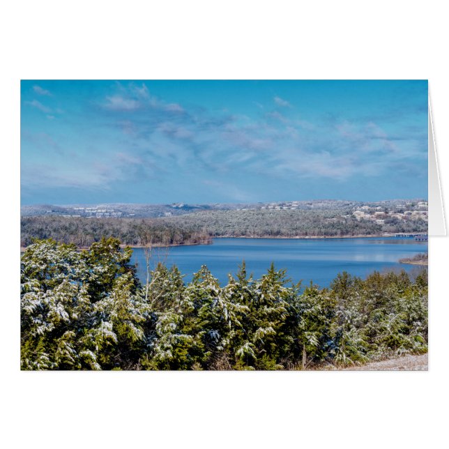 Snow Dusting At Table Rock Lake Greeting Card (Front Horizontal)
