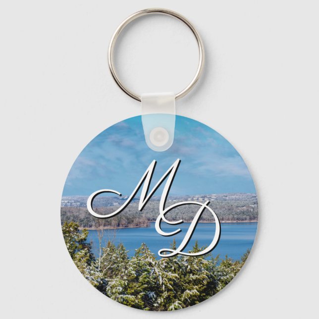 Snow Dusting At Table Rock Lake Keychain (Front)