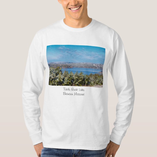 Snow Dusting At Table Rock Lake Long Sleeve Shirt (Front)