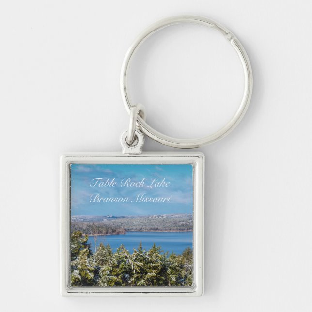 Snow Dusting At Table Rock Lake Square Keychain (Front)