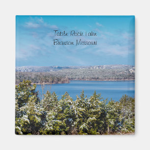 Snow Dusting At Table Rock Lake Square Magnet