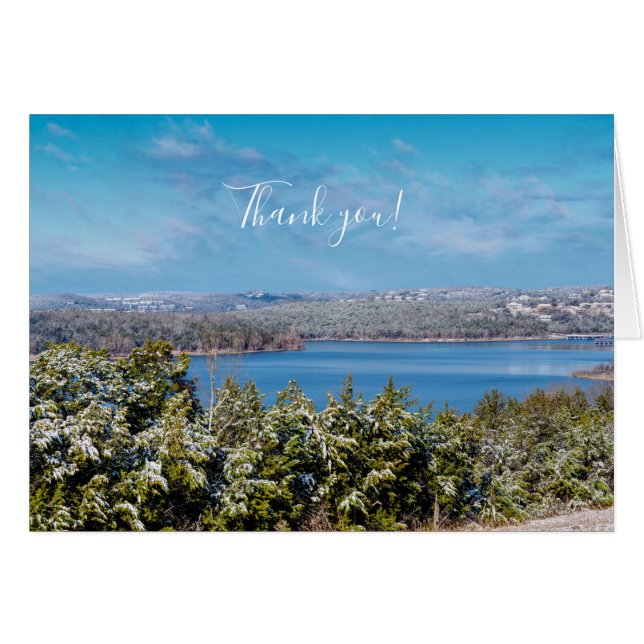 Snow Dusting At Table Rock Lake Thank you Card (Front Horizontal)