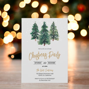 Snow elegant christmas trees corporate holiday Invitation