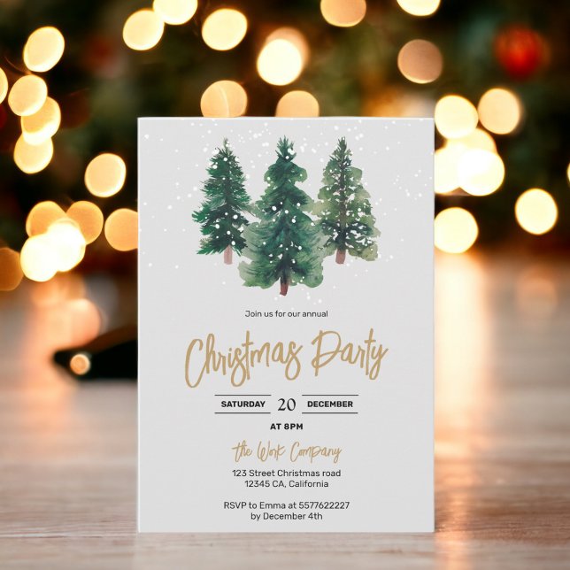  Snow elegant christmas trees corporate holiday Invitation (Snow elegant christmas trees corporate holiday Invitation)