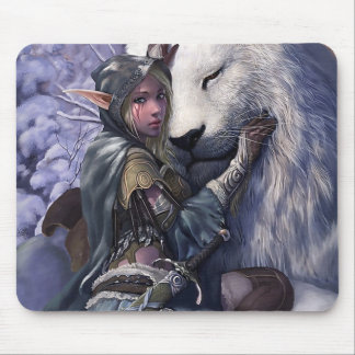 Snow+Elf+Girl+with+Lion Mouse Pad