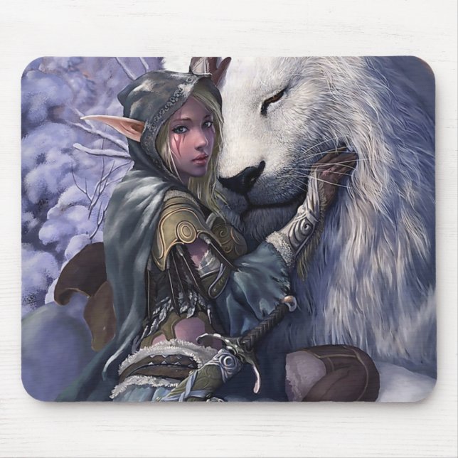 Snow+Elf+Girl+with+Lion Mouse Pad (Front)