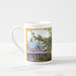 Snow, Evergreen and Cottages - Martha's Vineyard Bone China Mug
