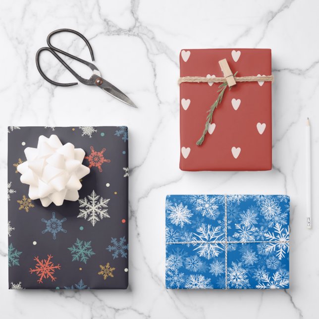 Snow Fall Christmas Wrapping Paper Sheet (Front)