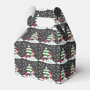 Snow Falling on Cardinal, Snowman and Pine Tree Favour Box