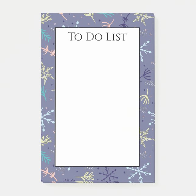 Snow Falling Snowflakes Pine Boughs To Do List Post-it Notes (Front)