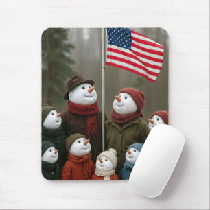 Snow Family Around an American Mouse Pad