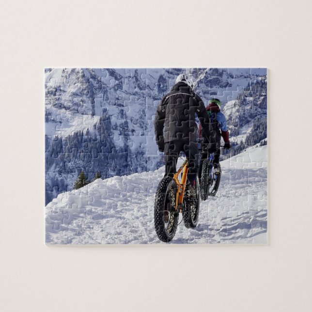 Snow Fatbikes Mountain Bikes Bicycles Cycling Jigsaw Puzzle (Horizontal)