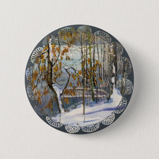 Snow fell 6 cm round badge (Front)