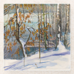 Snow fell glass coaster