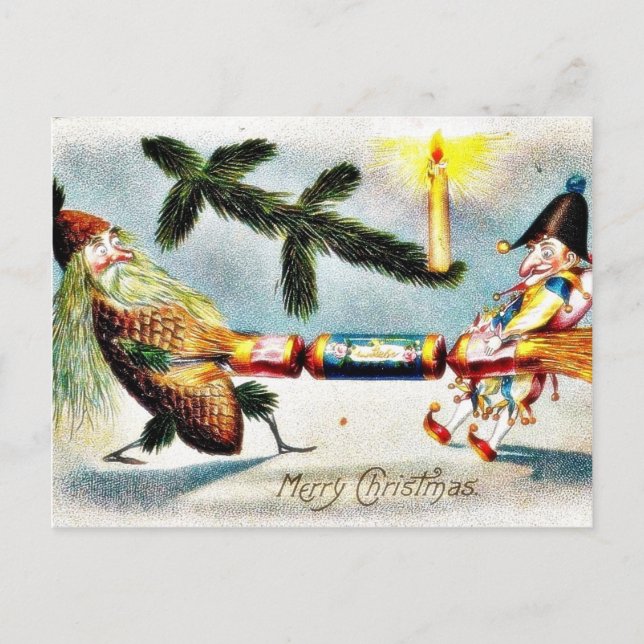 snow fell on house and the christmas tree holiday postcard (Front)