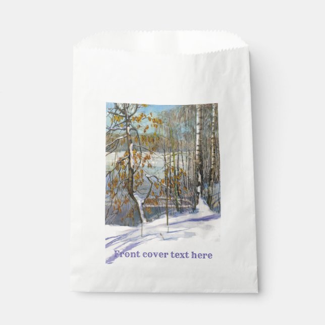 Snow fell Watercolor Favour Bag (Front)