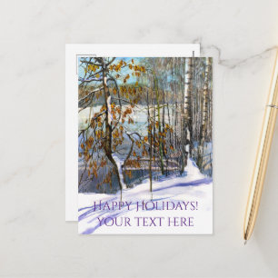 Snow fell Watercolor Holiday Postcard