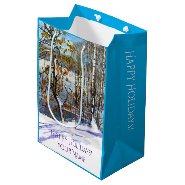 Snow fell Watercolor  Medium Gift Bag (Front Angled)
