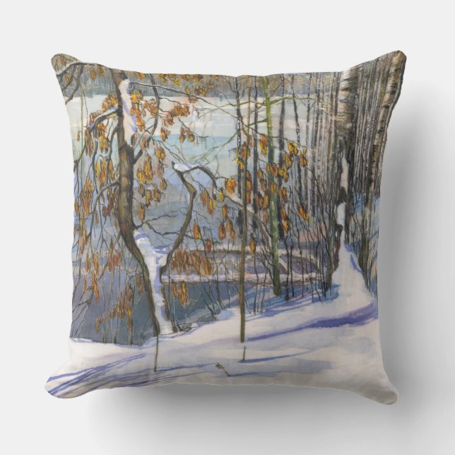 Snow fell Watercolor painting Cushion (Front)