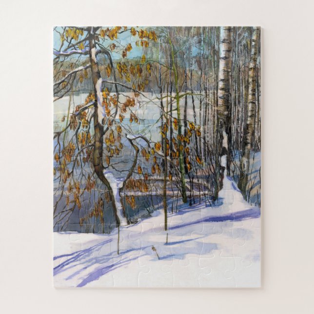Snow fell Watercolor painting Jigsaw Puzzle (Vertical)