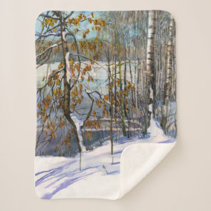 Snow fell Watercolor painting Sherpa Blanket