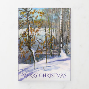 Snow fell Watercolor painting Tri-Fold Holiday Card