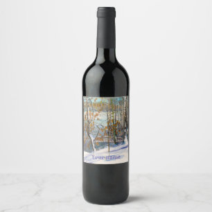 Snow fell Watercolor Wine Label