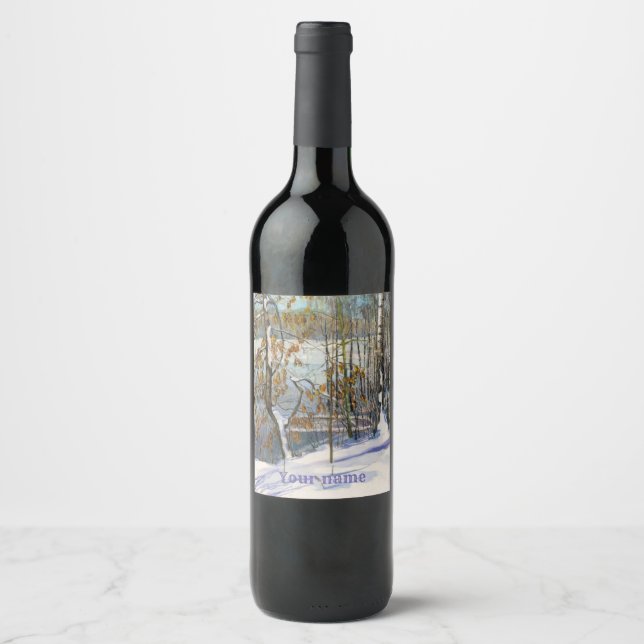 Snow fell Watercolor Wine Label (Front)