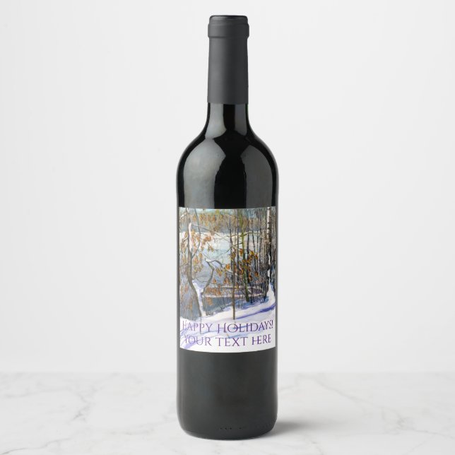 Snow fell Watercolor  Wine Label (Front)