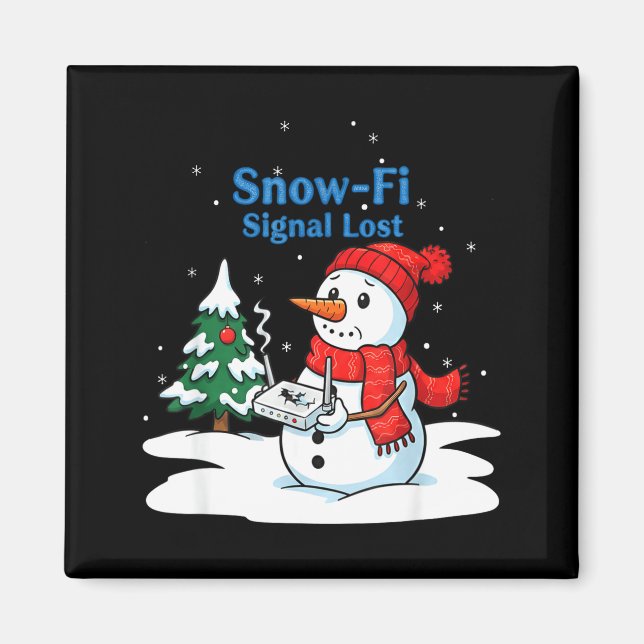 Snow-fi Signal Lost Funny Christmas Snowman Wifi  Magnet (Front)