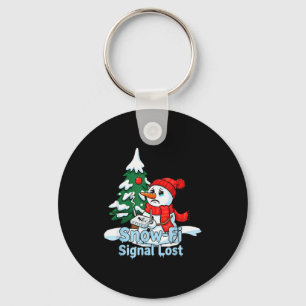 Snow-fi Signal Lost Funny Snowman Christmas Art Key Ring