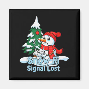 Snow-fi Signal Lost Funny Snowman Christmas Art Magnet