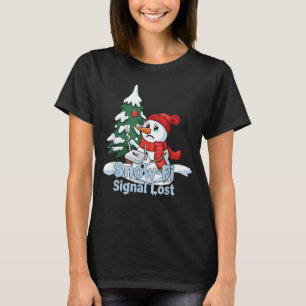 Snow-Fi Signal Lost Funny Snowman Christmas Art T-Shirt