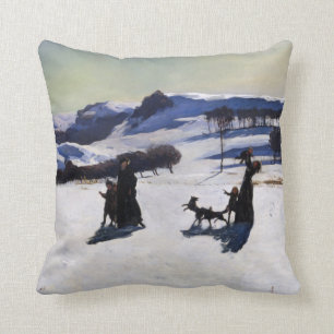 Snow Fields by an American Painter Christmas Gift Cushion