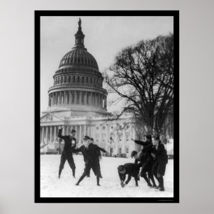 Snow Fight at Capital Washington, DC 1925 Poster