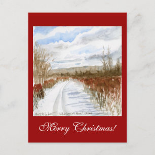 Snow Filled Field winter landscape Holiday Postcard