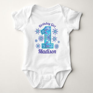 Snow First Birthday frozen Baby Bodysuit